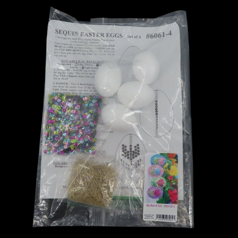 Design Works Set of 4 Sequin Easter Eggs Craft Kit 6061 NEW Open Package Holiday